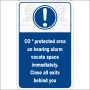  Warning - Co² protected area on hearing alarm vacate space immeately.Close all exits behind you.